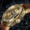 LONGLUX automatic watch retro style wholesale mechanical wristwatches skeleton carve waterproof leather no logo mens watch