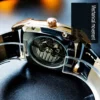 AOKULASIC Tourbillon Skeleton Mechanical Watch for Men Luminous Hands Leather Strap Fashion Business Mens Watches Top Brand Gift