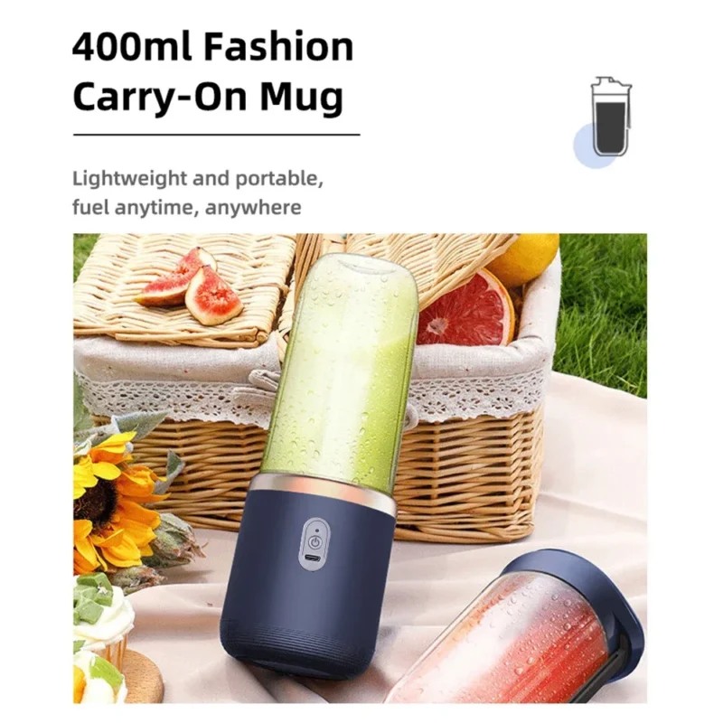 S5d6ab4a591c94d6392e5383af6e045b3B.webp 6 Blades Electric Juicer Cup 2 Cups For Travel Portable Juicer Mixer Usb Charge Fresh Fruit Juice Personal Blender Smoothie