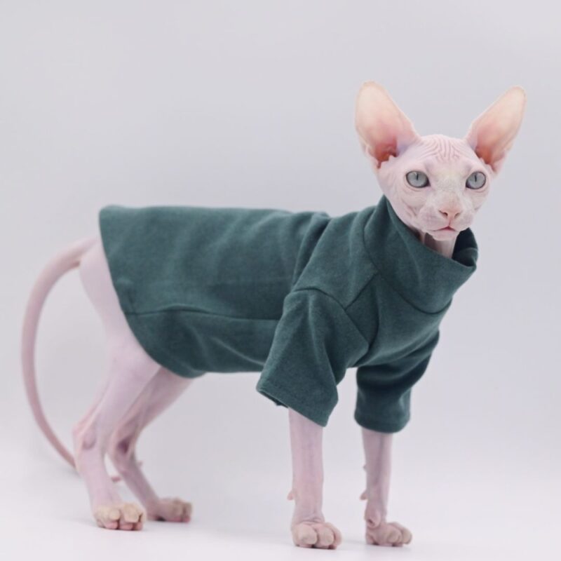 Sphynx Cat Clothes Pet Baby Soft Cotton Winter Cat Outfit for Cornish Solid Color Devon Hairless Cat Sweater Costume Pet Clothes