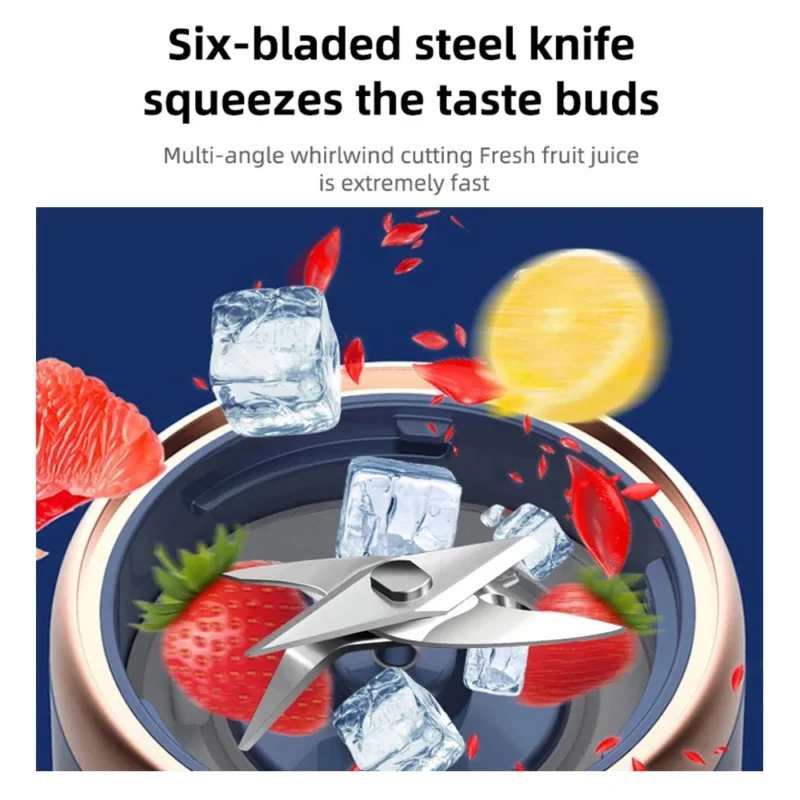 S6645f8d598774bb996531c1ac06dd0fd1.webp 6 Blades Electric Juicer Cup 2 Cups For Travel Portable Juicer Mixer Usb Charge Fresh Fruit Juice Personal Blender Smoothie