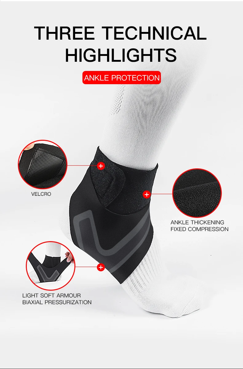1PC Adjustable Ankle Support Pad Ankle Sleeve Pressure Anti-Spinning Elastic Breathable Support Fitness Sports Safety Prevention