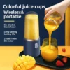 S751006b0f45b49738bd9fab83b8e27faw.webp 6 Blades Electric Juicer Cup 2 Cups For Travel Portable Juicer Mixer Usb Charge Fresh Fruit Juice Personal Blender Smoothie