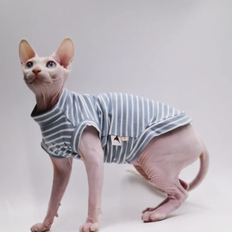 DUOMASUMI Summer Cat Vest for Hairless Breeds - Stretch Cotton & Ultra-Soft Cooling Top for Sphynx, Devon Rex& Abyssinian Cats