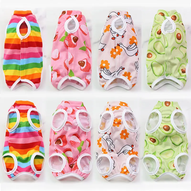 Cat Weaning Sterilization Suit Small Dog Cats Jumpsuit Anti-lick Recovery Clothing After Surgery Cute Print Pet Care Clothes