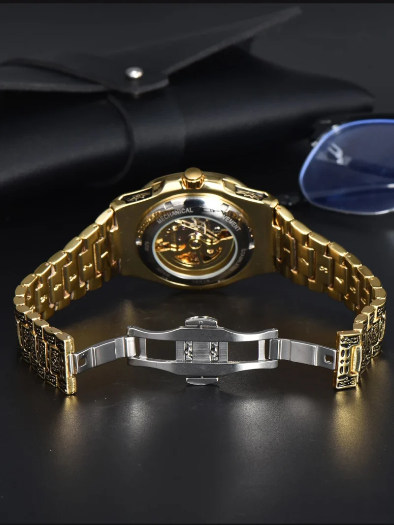 LONGLUX Automatic mechanical watch alloy steel vintage retro luxury waterproof skeleton ffordable 40mm wholesale Watch for Men