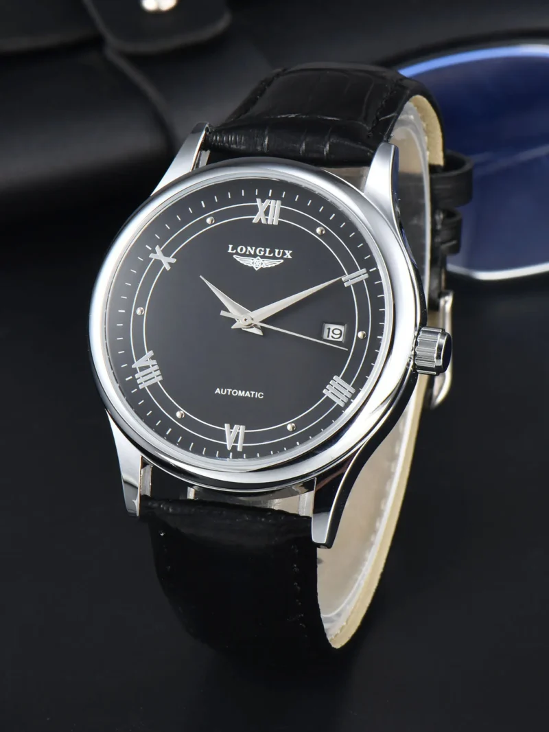 LONGLUX automatic man watch wholesale mechanical watches simple versatile date waterproof fashion leather man watch men gift