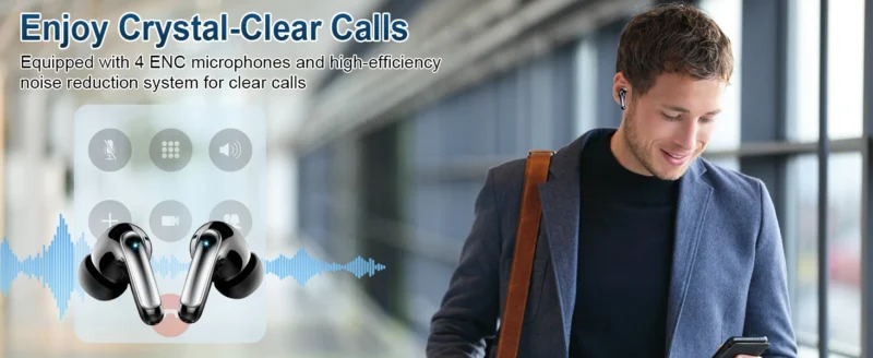 S7ecd148990644edf9f43cfb23e2ed808w.webp Wireless Headphones,Bluetooth 5.3 Stereo Earphones in Ear with 4 ENC Mic Clear Calls,Noise Cancelling Ear Buds,48H battery life.
