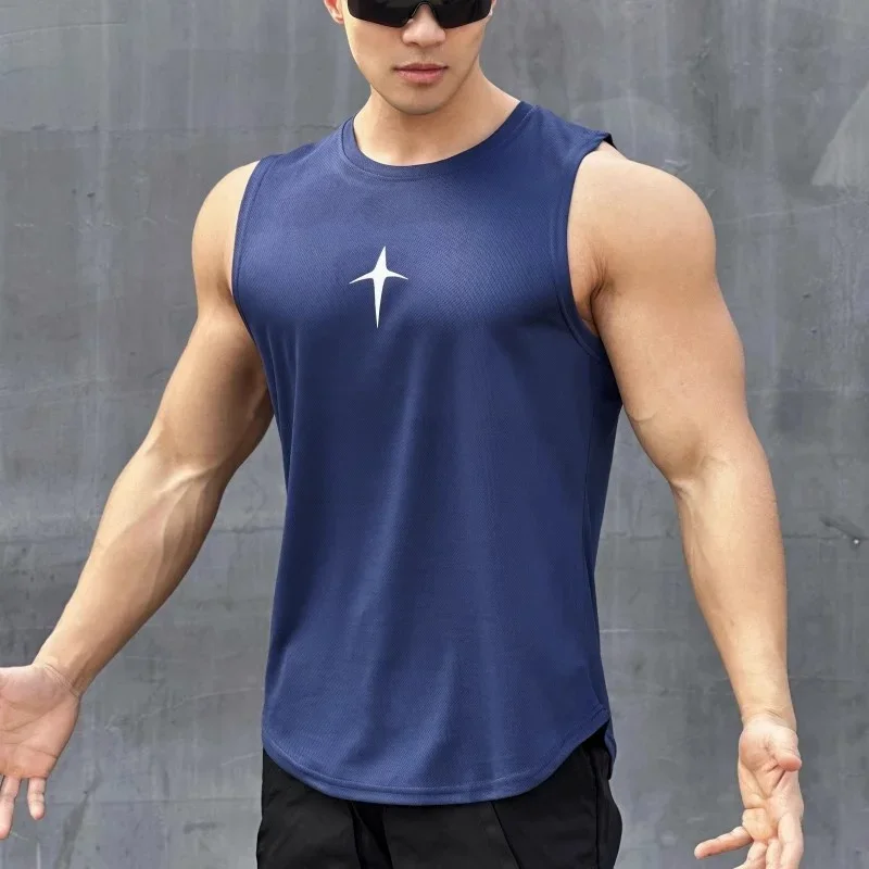 S80bfd78d0e1f4d2d991f01e5d7658df9x.webp summer Sleeveless vest outdoor sport tank top running fitness undershirt quick drying round neck gym T-shirt men Breathable tops