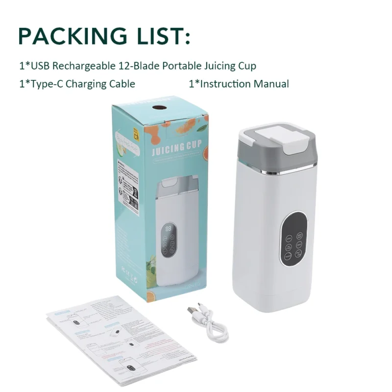 S81f82432396345bba9ddec98a9180740j.webp 6 Blades Electric Juicer Cup 2 Cups For Travel Portable Juicer Mixer Usb Charge Fresh Fruit Juice Personal Blender Smoothie