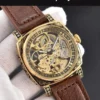 LONGLUX automatic watch retro style wholesale mechanical wristwatches skeleton carve waterproof leather no logo mens watch