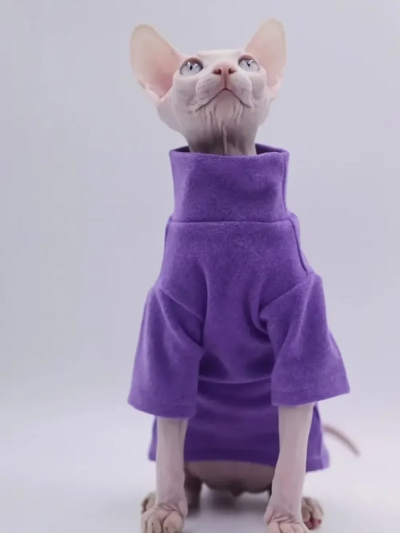 Sphynx Cat Clothes Pet Baby Soft Cotton Winter Cat Outfit for Cornish Solid Color Devon Hairless Cat Sweater Costume Pet Clothes
