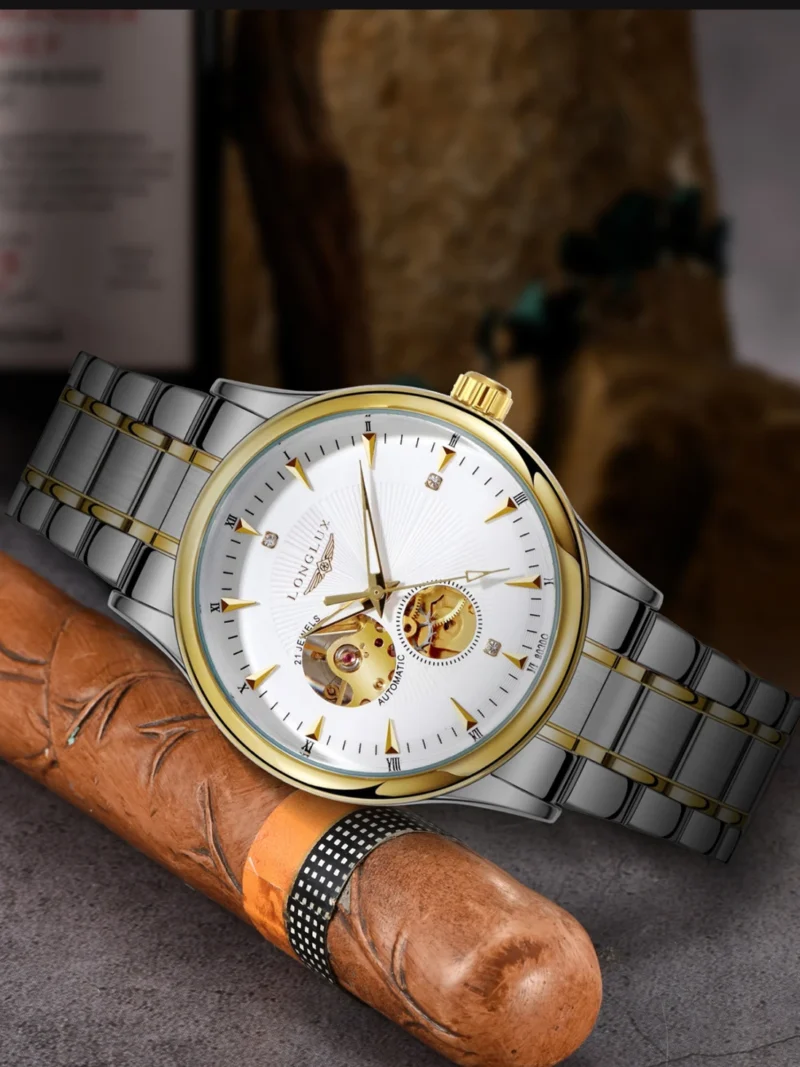 S922247e5467e4def9140b0cb7796070fi.webp LONGLUX Men automatic mechanical watch elegant luxury watches waterproof skeleton business wholesale stainless steel gift watch