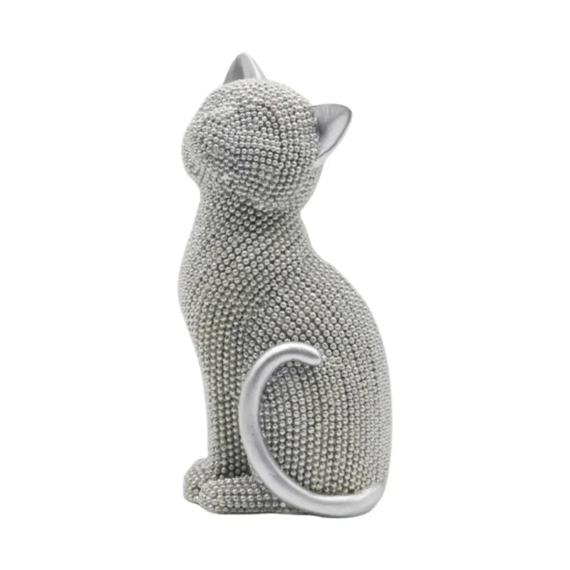 Cat Statue Resin Collectible Art Crafts Creative Animal Sculpture Tabletop Ornament for Cabinet Shelf Entrance Bookshelf Bedroom