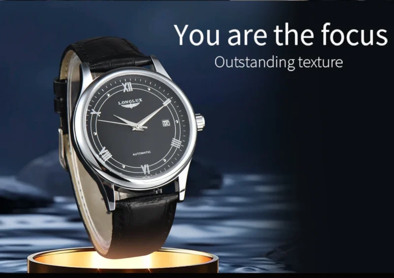 LONGLUX automatic man watch wholesale mechanical watches simple versatile date waterproof fashion leather man watch men gift