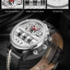 Luxury Mechanical Watch For Men Business Casual Watches Male Creative Men WristWatch Unique Rotate Date Leather Strap Watches