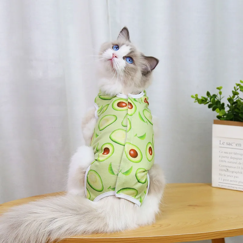 Cat Weaning Sterilization Suit Small Dog Cats Jumpsuit Anti-lick Recovery Clothing After Surgery Cute Print Pet Care Clothes