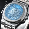 LONGLUX Men automatic mechanical watch luxury watches waterproof skeleton business cheap wholesale stainless steel gift watch