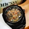 Forsining Silver Automatic Watch Men 3D Diamond Dial Irregular Tourbillon Skeleton Mechanical Wristwatches Luminous Hands Clock