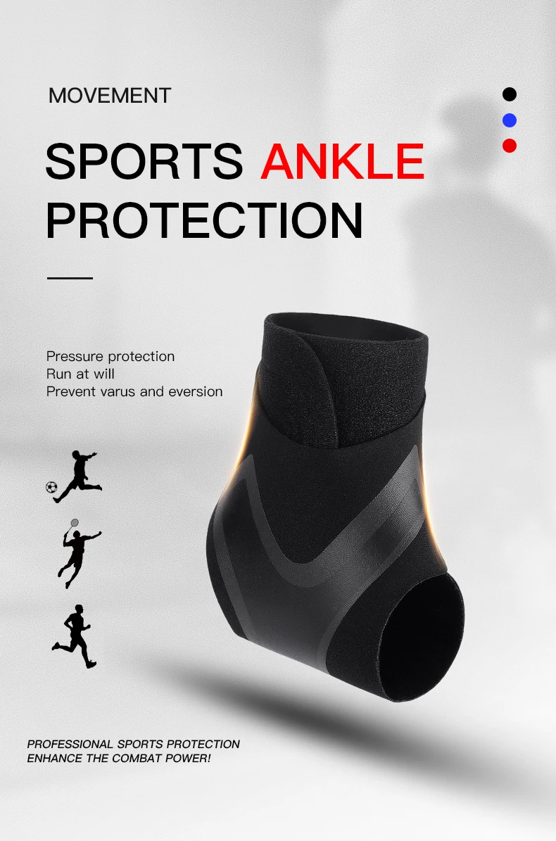 1PC Adjustable Ankle Support Pad Ankle Sleeve Pressure Anti-Spinning Elastic Breathable Support Fitness Sports Safety Prevention