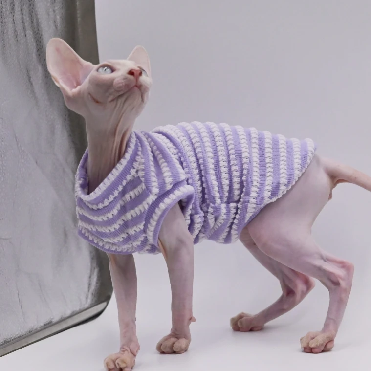 DUOMASUMI Summer Cat Vest for Hairless Breeds - Stretch Cotton & Ultra-Soft Cooling Top for Sphynx, Devon Rex& Abyssinian Cats