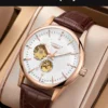 LONGLUX automatic watch elegant style wholesale mechanical wristwatches skeleton rome waterproof  mens watch men gift