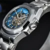 LONGLUX Men automatic mechanical watch luxury watches waterproof skeleton business cheap wholesale stainless steel gift watch