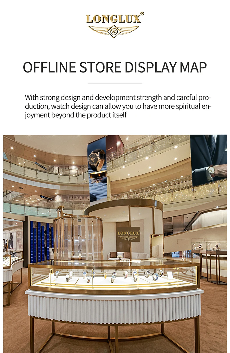 LONGLUX automatic watch elegant style wholesale mechanical wristwatches skeleton rome waterproof  mens watch men gift