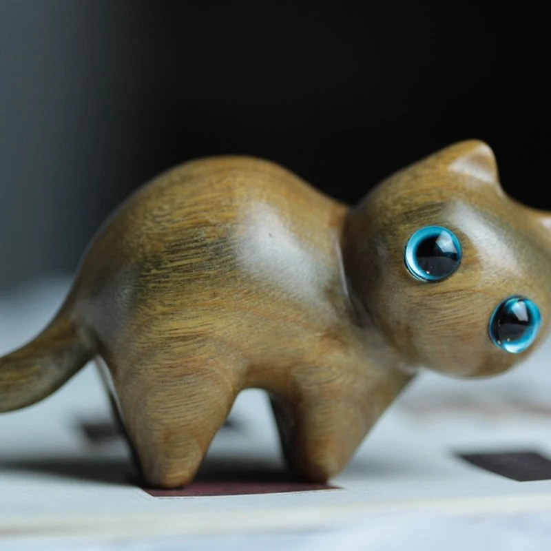 Charming Wooden Kitten Figurine Handcrafted Cat Decor for Home Perfect Gift Idea Cat Figurine Cat Accessories Decoration Crafts