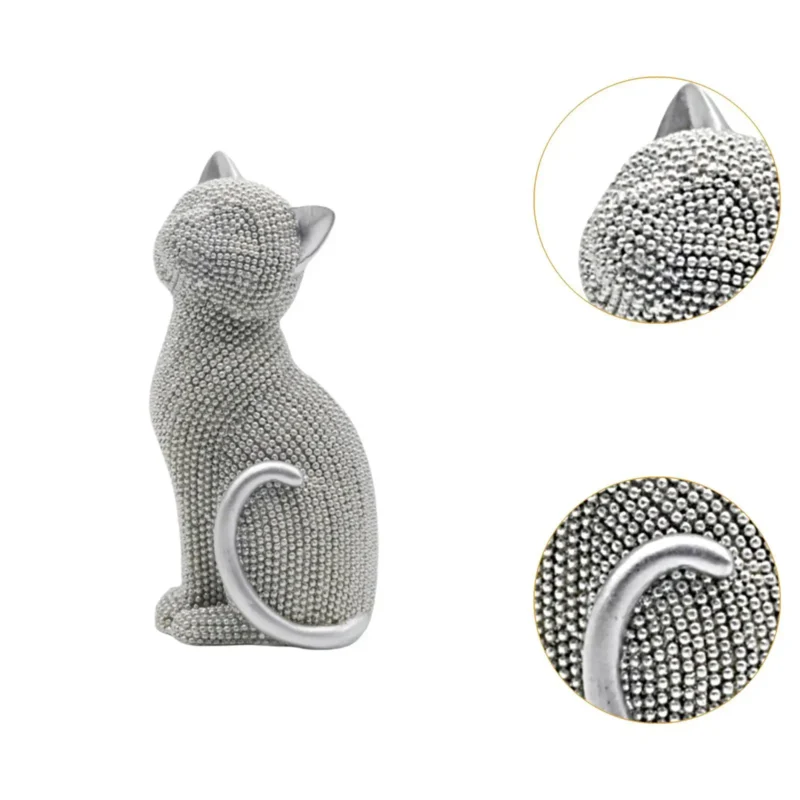 Cat Statue Resin Collectible Art Crafts Creative Animal Sculpture Tabletop Ornament for Cabinet Shelf Entrance Bookshelf Bedroom
