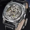 LONGLUX automatic watch retro style wholesale mechanical wristwatches skeleton carve waterproof leather no logo mens watch