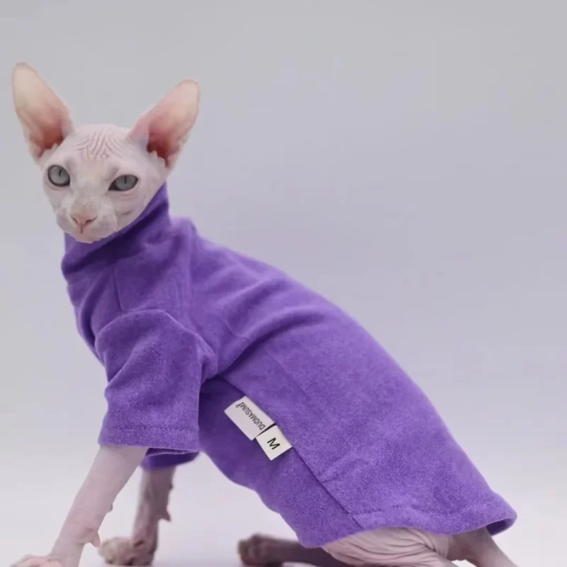 Sphynx Cat Clothes Pet Baby Soft Cotton Winter Cat Outfit for Cornish Solid Color Devon Hairless Cat Sweater Costume Pet Clothes
