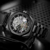 Forsining Silver Automatic Watch Men 3D Diamond Dial Irregular Tourbillon Skeleton Mechanical Wristwatches Luminous Hands Clock