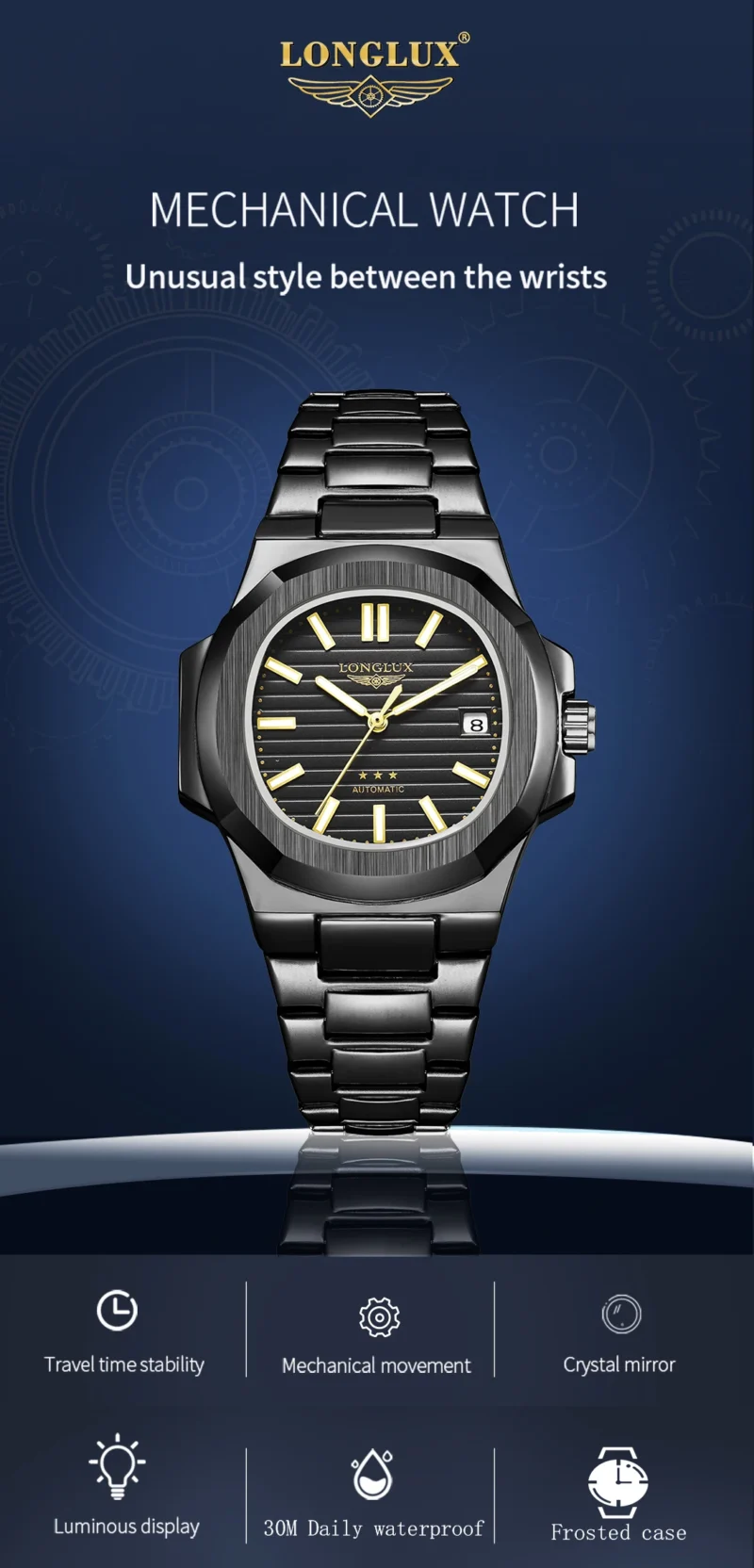 Sc1648237a1c14372ad3dc8322d4da934o.webp LONGLUX automatic watch business luxury mechanical wristwatches wholesale steel date waterproof mens watch men gift