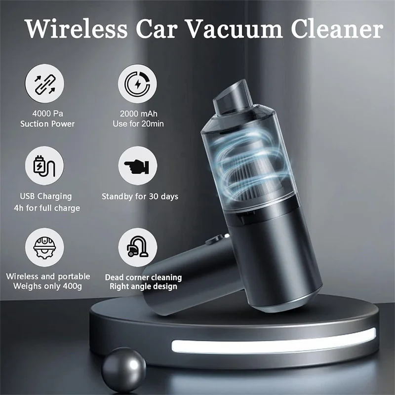 Portable Wireless Car Vacuum Cleaner Wireless Vacuum Cleaner Dual Use for Home and Car 120W High Power Powerful Vacuum Cleaner
