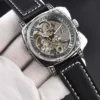 LONGLUX automatic watch retro style wholesale mechanical wristwatches skeleton carve waterproof leather no logo mens watch