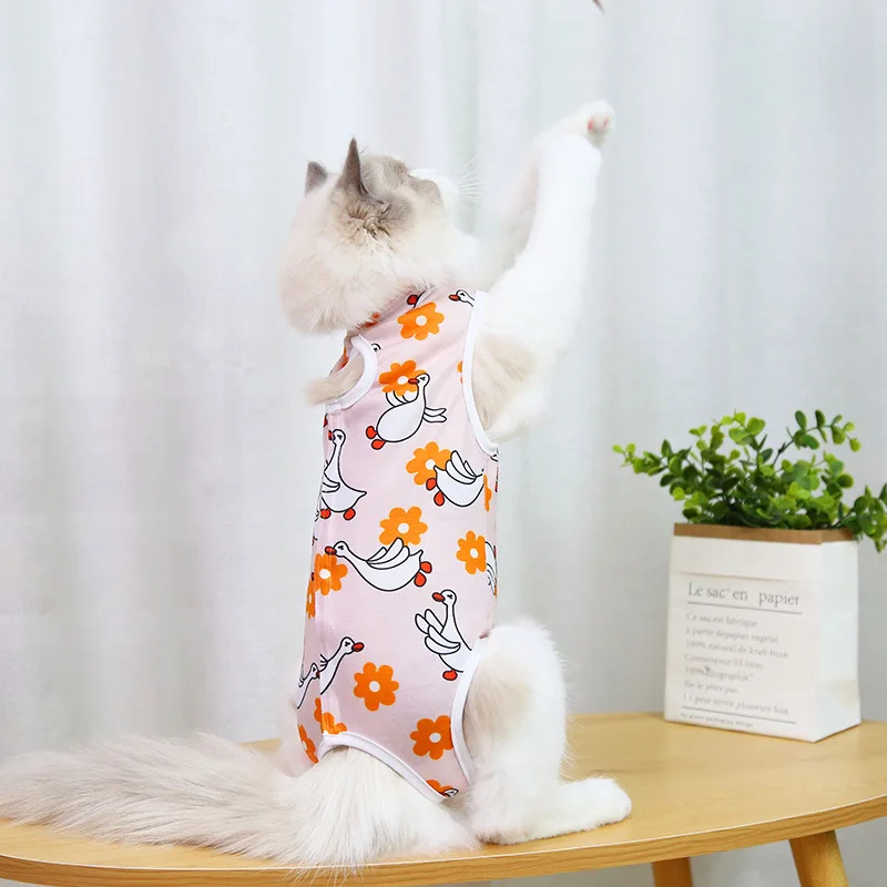 Cat Weaning Sterilization Suit Small Dog Cats Jumpsuit Anti-lick Recovery Clothing After Surgery Cute Print Pet Care Clothes