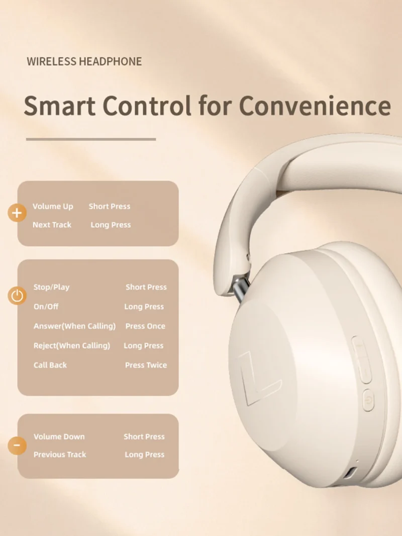 Over-ear Bluetooth headphones, high-quality wireless calls, long-life sports, gaming and music listening Bluetooth headphones