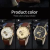 LONGLUX automatic watch elegant style wholesale mechanical wristwatches skeleton rome waterproof  mens watch men gift