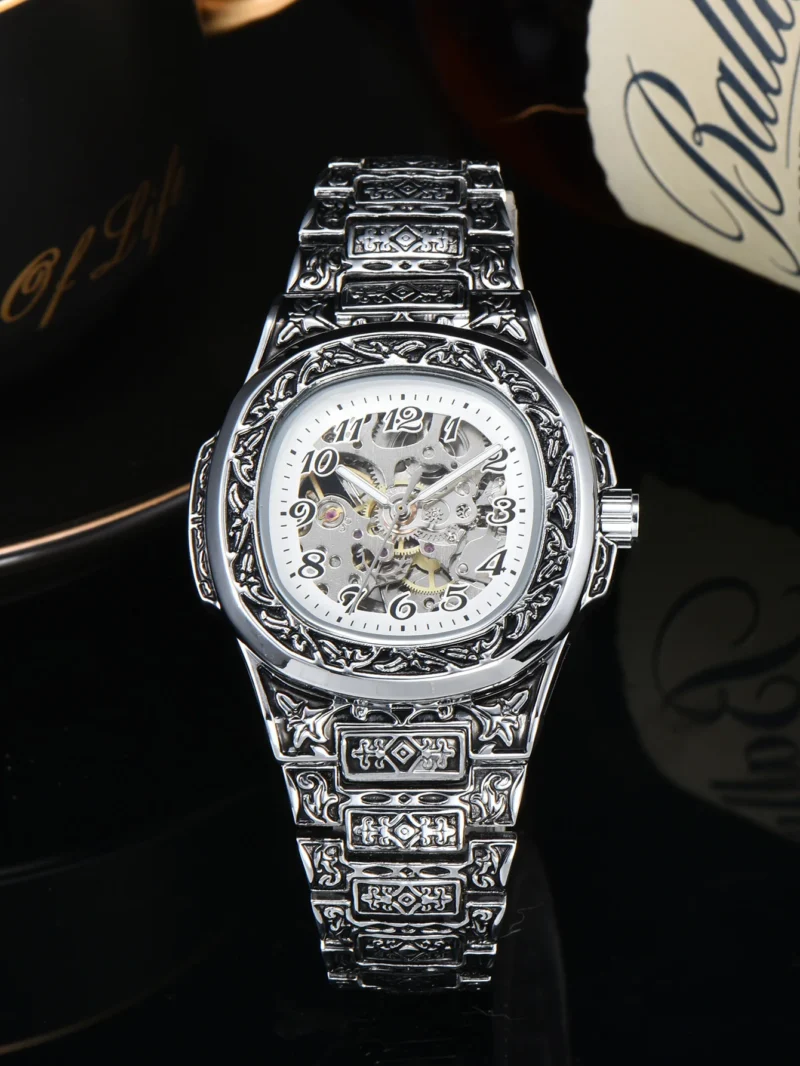 LONGLUX Automatic mechanical watch alloy steel vintage retro luxury waterproof skeleton ffordable 40mm wholesale Watch for Men