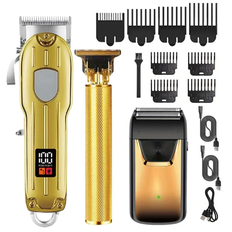 Professional Hair Clipper and Trimmer Set Men Electric Razor Shavers Beard Trimmer Rechargeable Barber Clippers Haircut Kit