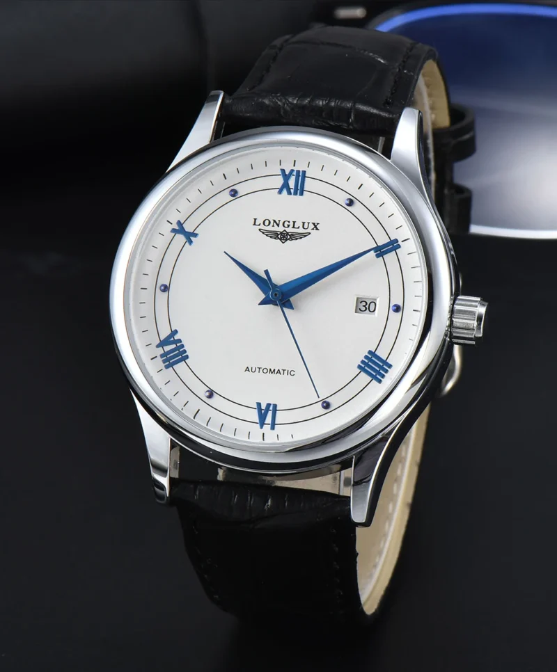 LONGLUX automatic man watch wholesale mechanical watches simple versatile date waterproof fashion leather man watch men gift