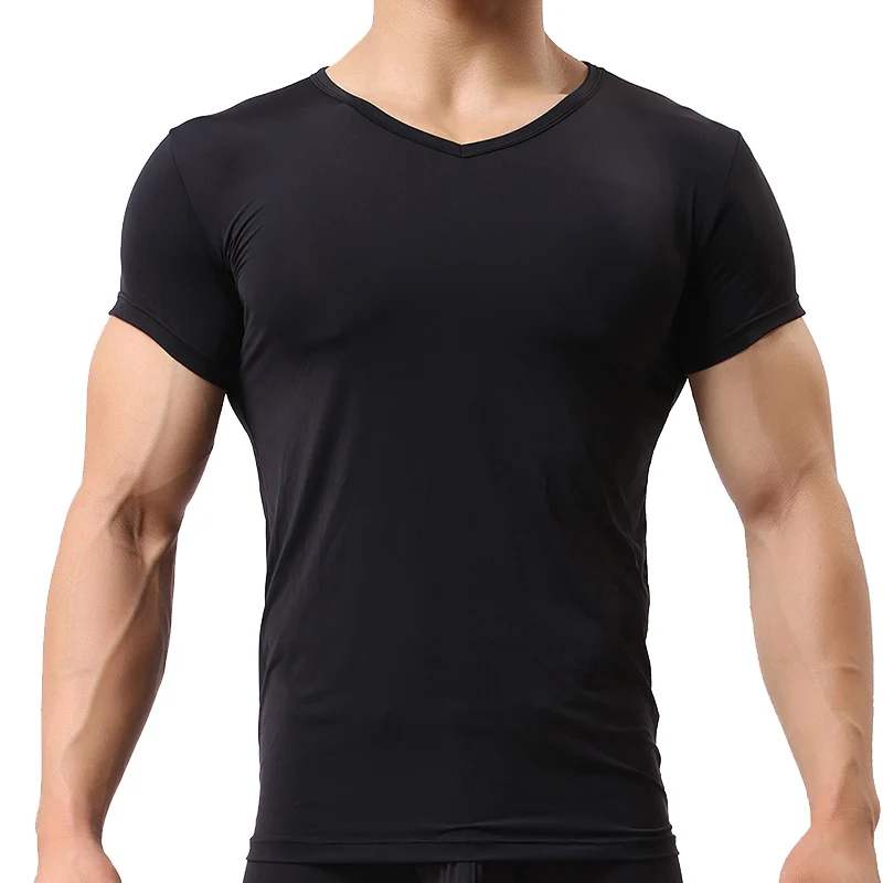 Ice Silk T Shirt for Men Summer Breathable Short Sleeve Tops Men's Quick Dry T-shirt Trainer Slim Tops