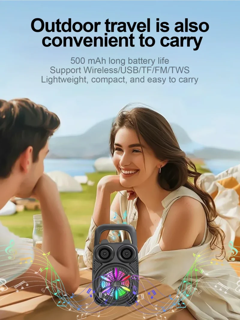500mAh Bluetooth speaker Sound box high power bluetooth speakers TF Udisk karaoke handheld sound subwoofers for dancing
