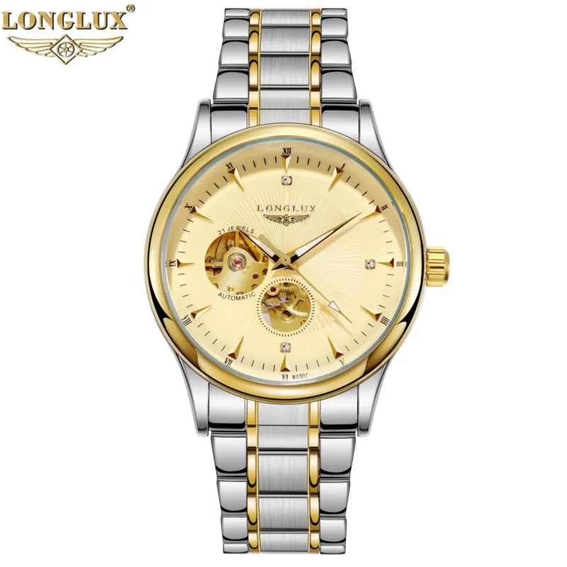 Sddc04edf911c4ba7aa540b54773516e01.webp LONGLUX Men automatic mechanical watch elegant luxury watches waterproof skeleton business wholesale stainless steel gift watch