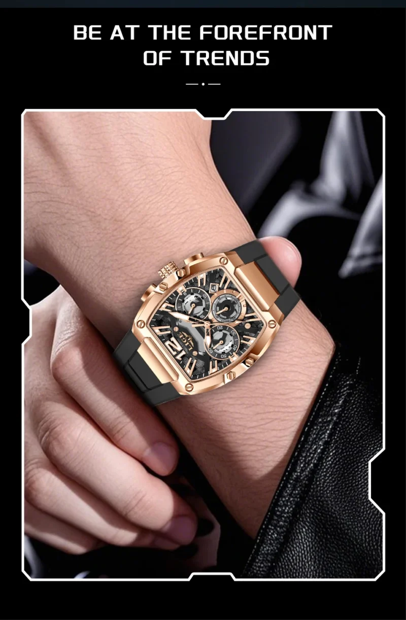 LIGE Sports Man Watch Tonnea Hollow Design Quartz Men Wristwatches Chronograph Waterproof Luminous Silicone Strap Watches Male