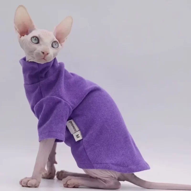 Sphynx Cat Clothes Pet Baby Soft Cotton Winter Cat Outfit for Cornish Solid Color Devon Hairless Cat Sweater Costume Pet Clothes