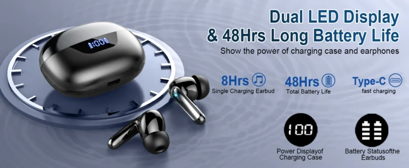 Se2f1455b17e447e28e7d790a46b4299dD.webp Wireless Headphones,Bluetooth 5.3 Stereo Earphones in Ear with 4 ENC Mic Clear Calls,Noise Cancelling Ear Buds,48H battery life.