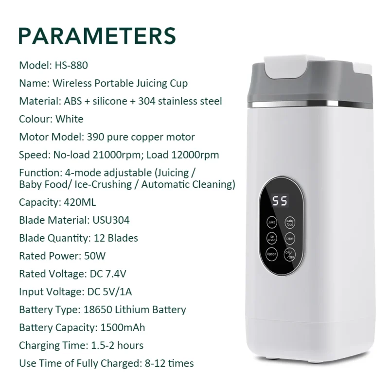 Se5b8c87412bc49ef9faea8a21a483b0ft.webp 6 Blades Electric Juicer Cup 2 Cups For Travel Portable Juicer Mixer Usb Charge Fresh Fruit Juice Personal Blender Smoothie