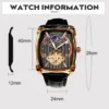 AOKULASIC Tourbillon Skeleton Mechanical Watch for Men Luminous Hands Leather Strap Fashion Business Mens Watches Top Brand Gift